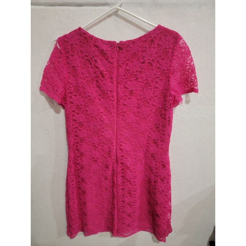 Lauren Ralph Lauren Fuchsia Pink Lace Sheath Dress Women's‎ Size 16 Short Sleeve - Picture 6 of 10